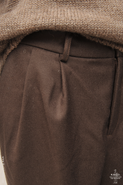 Double Pleat Trousers - Deep Brown - 32, 34
