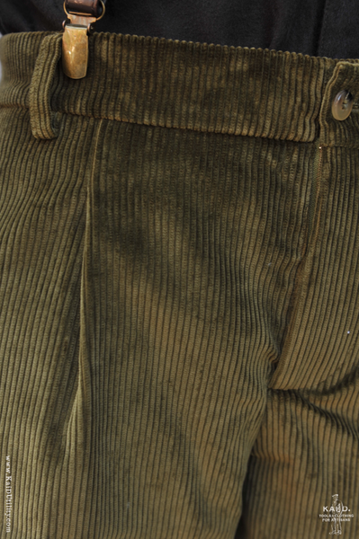 Wide Wale Corduroy Trousers - Olive - 32