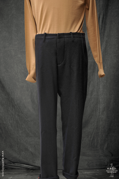 Camel Hair Wool Borough Pants - Navy - 37