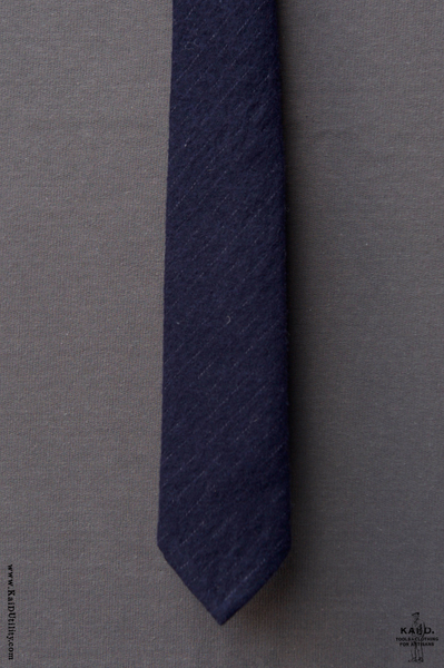 Pinstripe Wool Tie - Navy