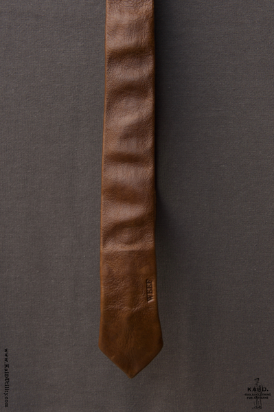 Handmade Leather Tie - Brown