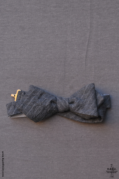 Wool Chalk Stripe Bow Tie