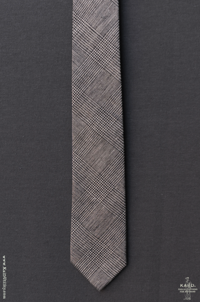 Cotton Linen Plaid Tie - Taupe