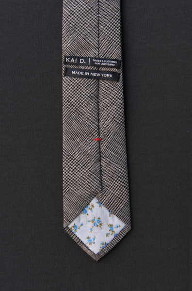 Cotton Linen Plaid Tie - Taupe