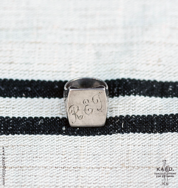 Vintage Silver Initials Ring - Size 10 1/4
