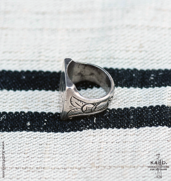 Vintage Silver Initials Ring - Size 10 1/4