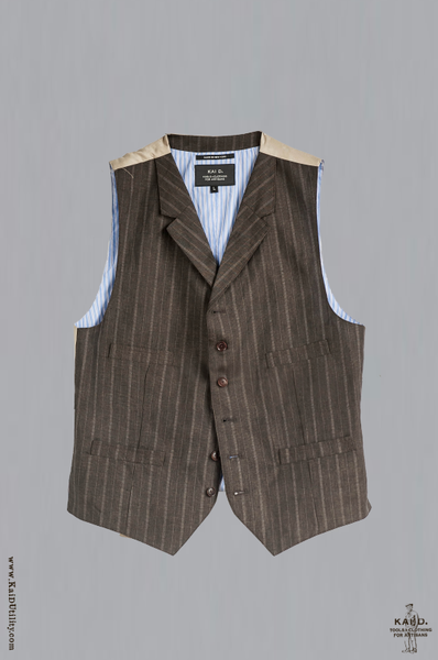 Italian Linen Doyle Vest - Brown - M, L