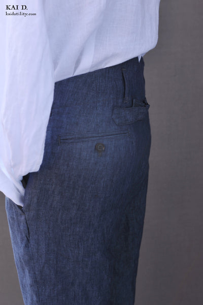 Light Belgian Linen Borough Pants - Denim Blue - 30, 32, 34, 36