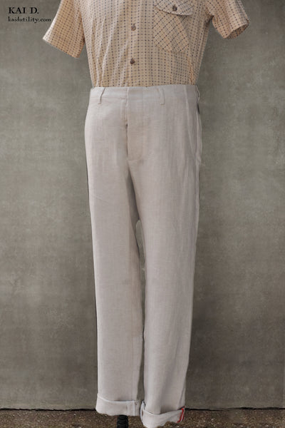Linen Herringbone Borough Pants - Oatmeal - 34