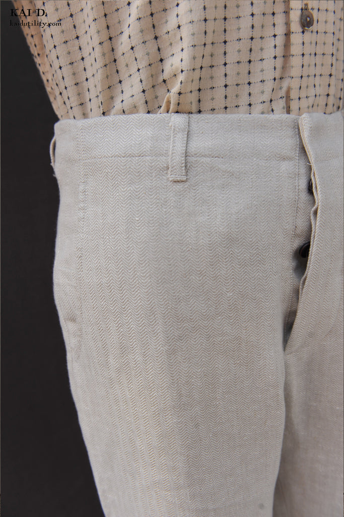 Herringbone linen Blank Slate Oceanside pants - Elizabeth Made This