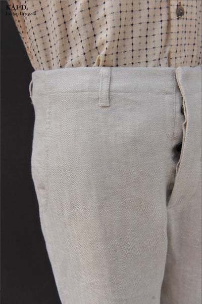 Linen Herringbone Borough Pants - Oatmeal - 34