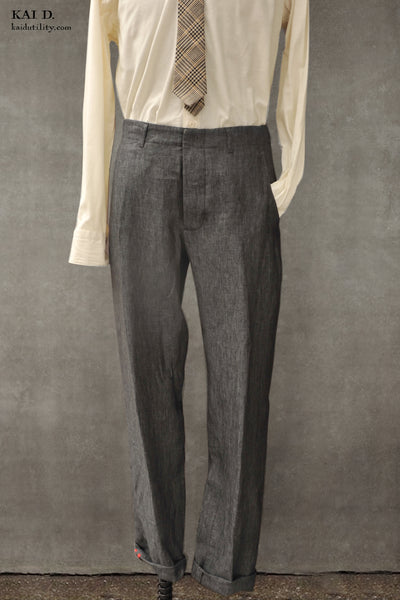 Light Belgian Linen Borough Pants - Slate Grey - 30, 32, 34, 36, 38